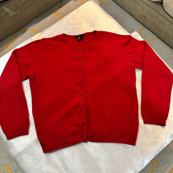 Zara Knit Cranberry-Colored Wool/Nylon/Angora Blend Cardigan, Size L - Picture 2 of 13